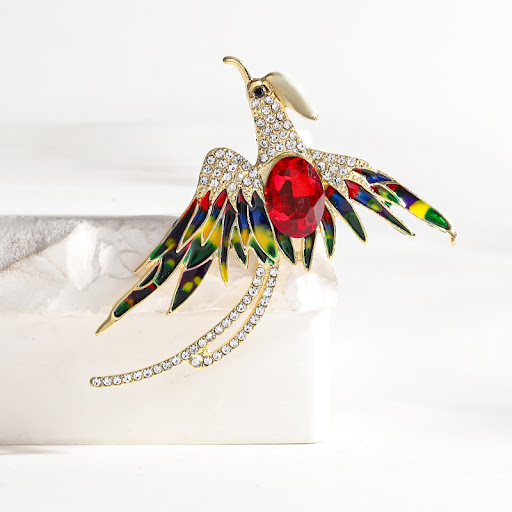 Title 10, High-Grade Elegant Phoenix Brooch in Color Pain...