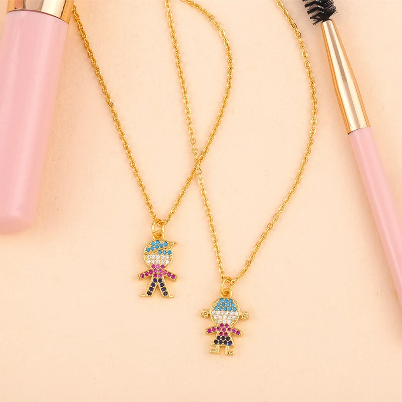 Full diamond color couple necklace clavicle chain