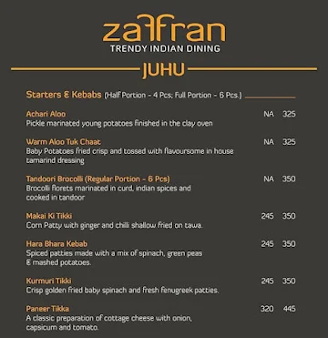 Zaffran menu 