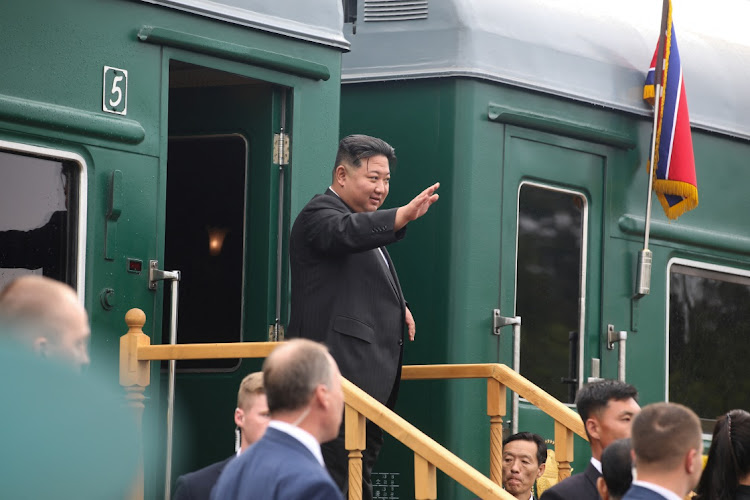 North Korean leader Kim Jong-un waves as he boards his train at a railway station in the town of Artyom outside Vladivostok in the Primorsky region, Russia, September 17 2023. Picture: GOVERNMENT OF PRIMORSKY KRAI/REUTERS