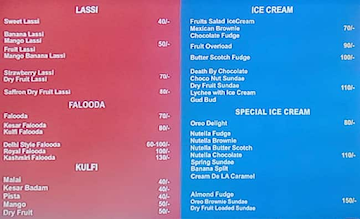 Lassi Centre menu 