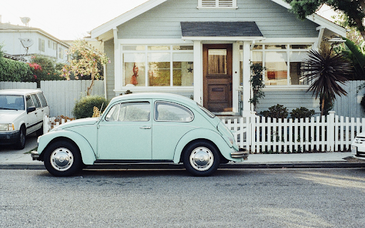 Car parked in front of the house