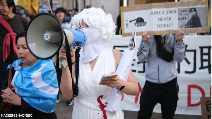 There was also a protest in central London