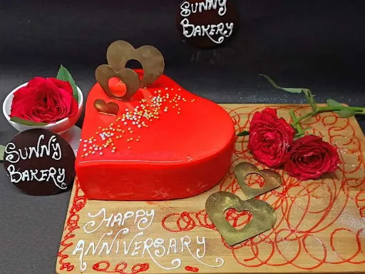 Strawberry Heart Anniversary Cake