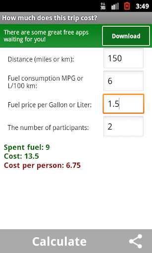 Trip calculator