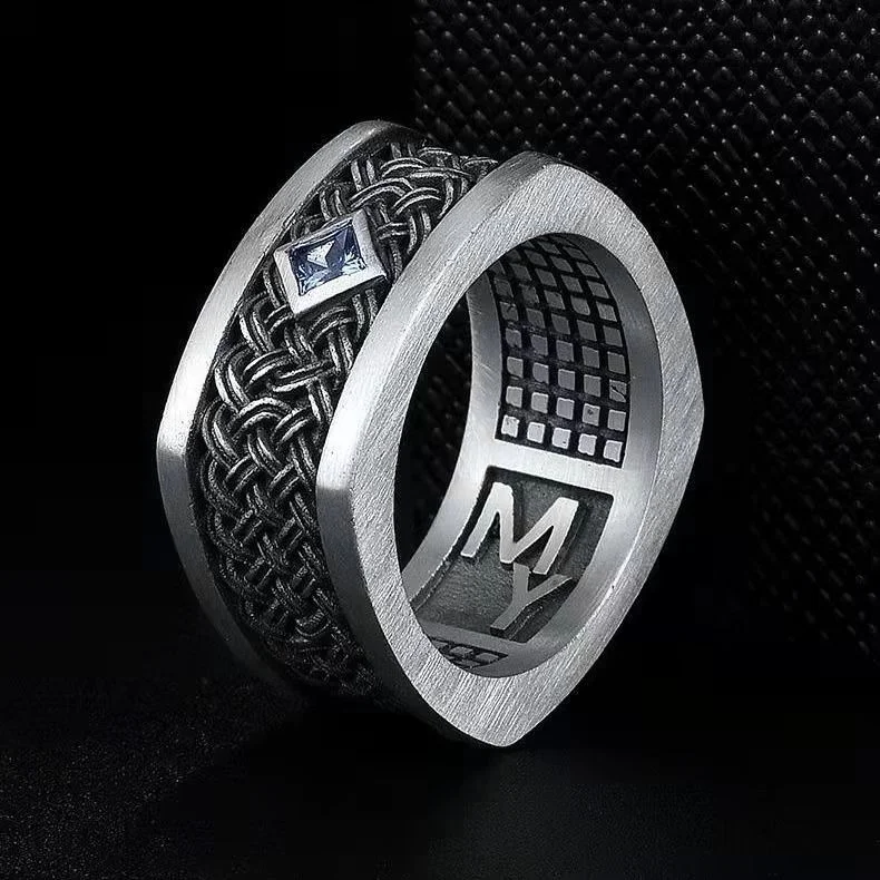 Personalized Simple Domineering Single Ring Light Luxury National Style Square Ring for elegant and unique lighting. Cre