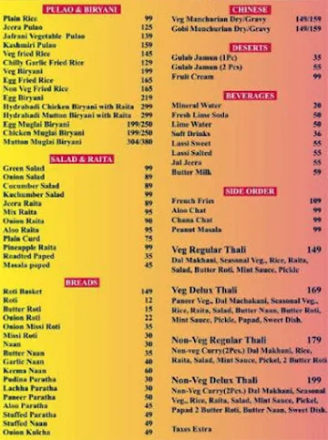 Punjabi Bhojan menu 
