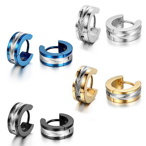 Title 8, Mens stainless steel and titanium stud earring...