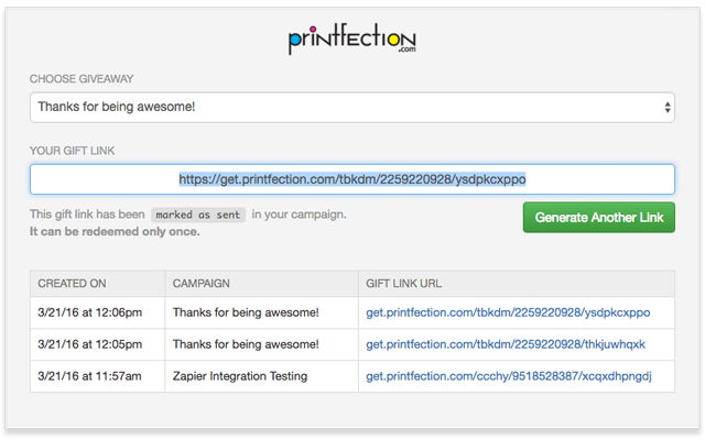 Printfection Giveaway Link Generator Preview image 2