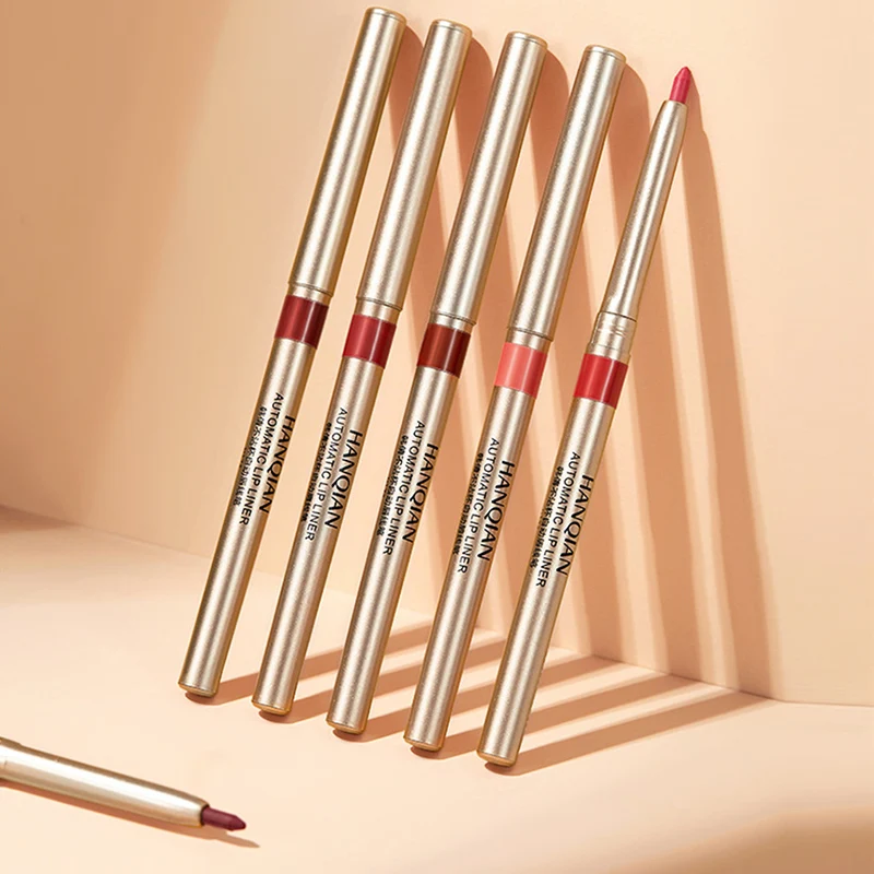 Delineador de labios rotatorio automático, resistente al agua y duradero. Consigue labios perfectamente definidos y color intenso que dura todo el día.