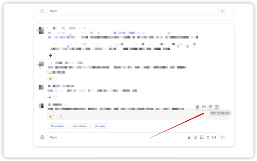 GChat copy thread link & quote reply