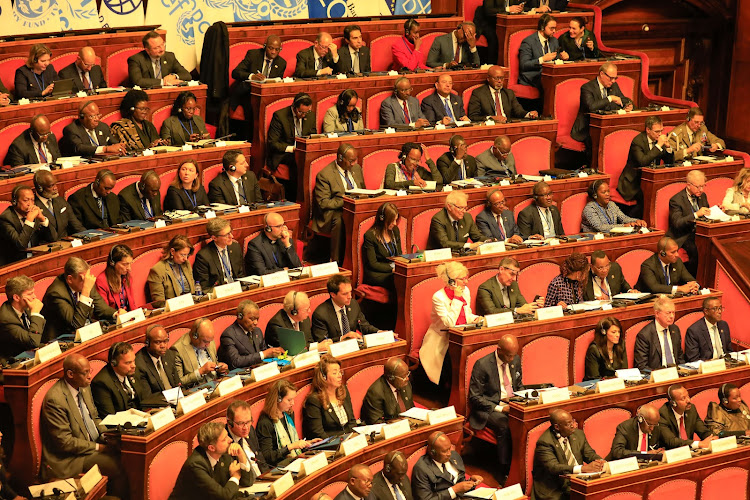 Delegates during the Plenary session of the Italy-Africa summit in Rome, Italy on January 29, 2024.