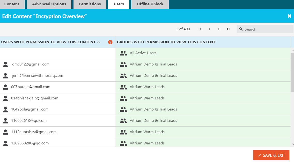 Vitrium Users Tab