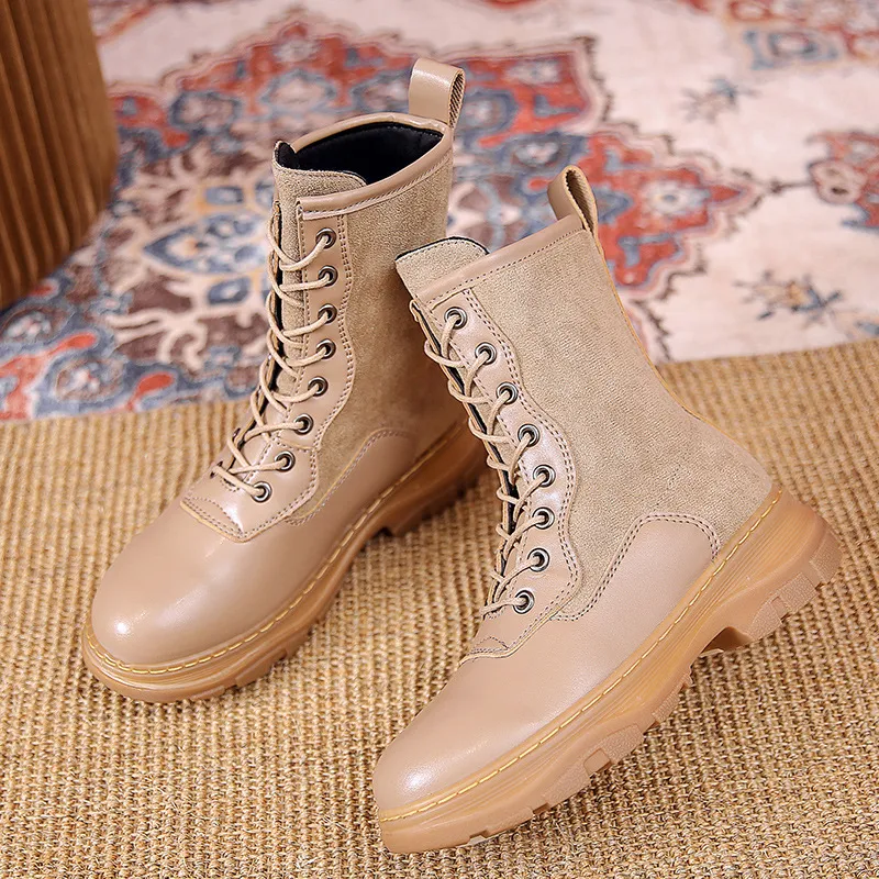 Title 5, Britse Stijl Mode Korte Laarzen Casual Set Dikk...