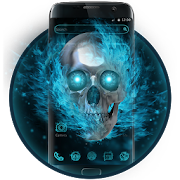 Blue Flaming Skull Theme  Icon