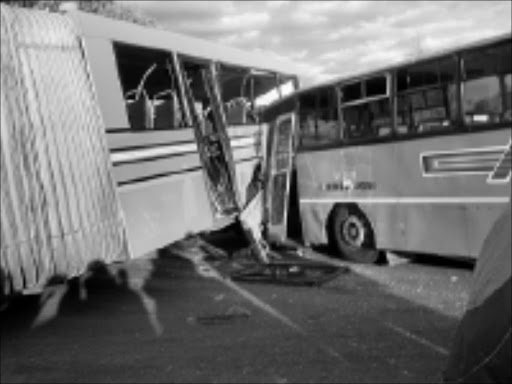 ACCIDENT SITE: Collins Phahlane was injured in this bus crash on March 2. © Sowetan.