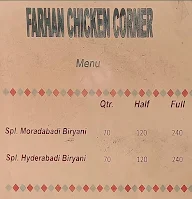 Farhan Chicken Corner menu 2