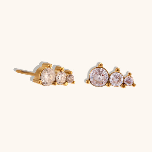 Title 5, Womens Gradient Three Round Zircon Earrings ad...