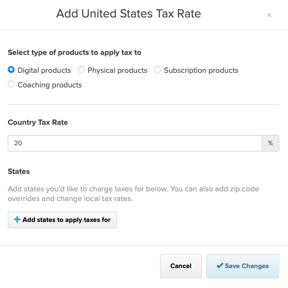 Setting up tax for the United States on Payhip