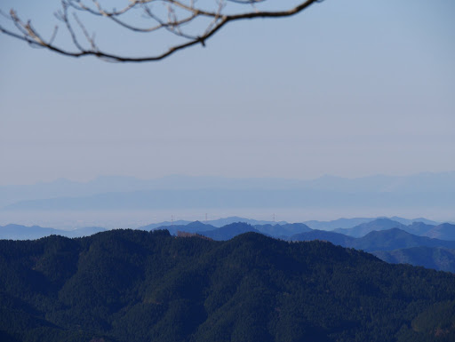 奥に見えるのは鈴鹿の山並みか