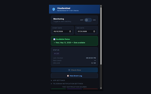 VisaSentinel screenshot 1