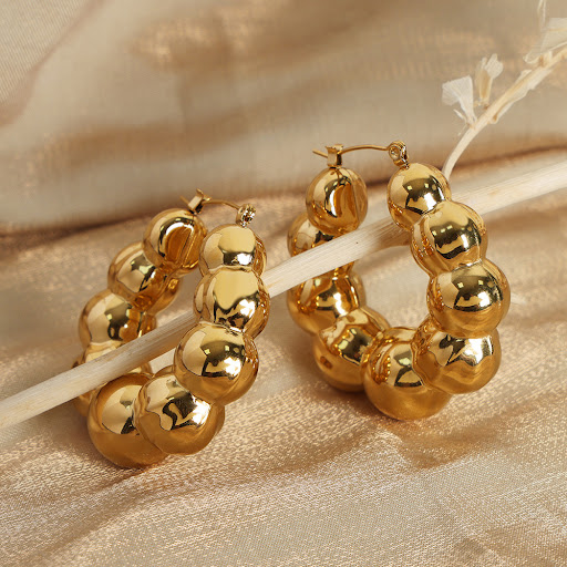 Title 2, New Geometric Quality Earrings Steel Ball Splic...