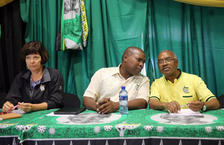 ANC NEC members Barbara Creecy,Dr.Zweli Mkhize and KZN Premier Wills Mchunu arrive to address over 100 branches of the KZN ANC to report back on the removal of former President Jacob Zuma. The meeting takes place at the Moses Mabhida stadium in Durban yesterday.