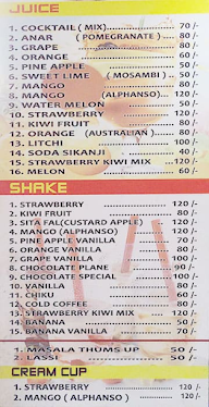 Krishna Juice Centre menu 1