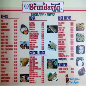 Sai Brundavan Pure Veg Hotel menu 