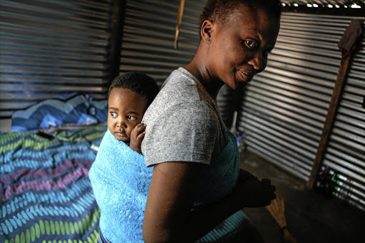 Lizelle Madubanya and her son in Marapong near Lephalale, Limpopo.