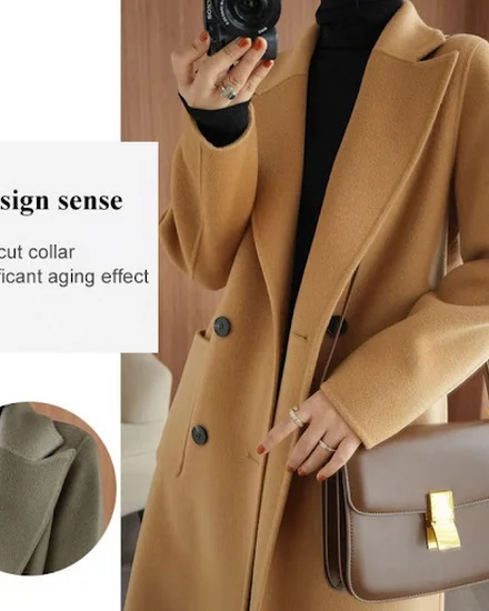 Elegant Coat Trench Coat Winter Mid-length Woolen Coat fo... - 2