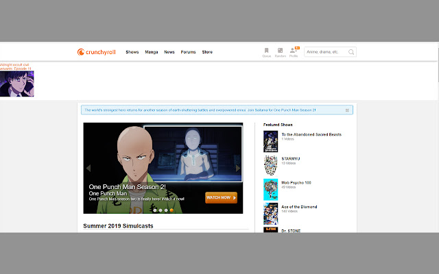 Crunchyroll: continue watching bar chrome extension