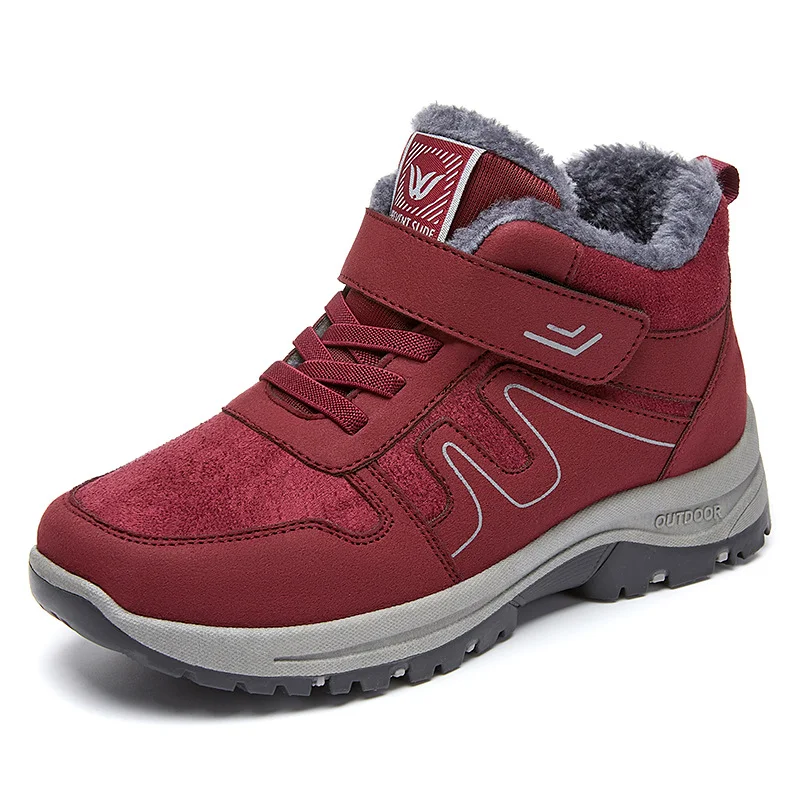 Botas de nieve de invierno para mujer con velcro y algodón Calzado cálido y cómodo para climas fríos, ideal para mantener los pies abrigados y secos.