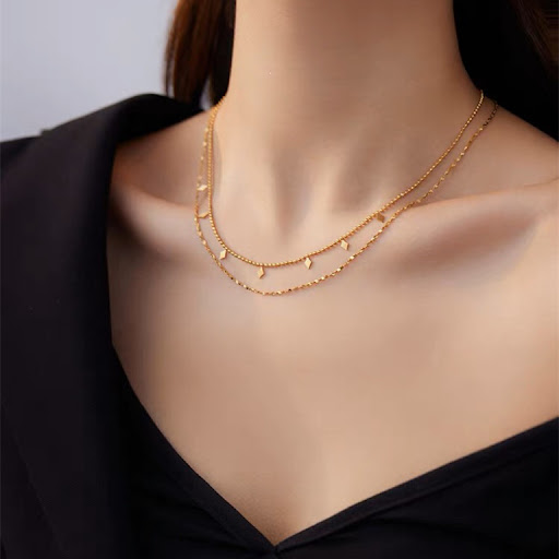 Title 1, Double-Layer Star Diamond Necklace for Women, a...