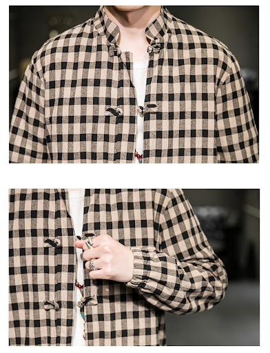 Title 8, Two Piece Chinese Tang Suit With Plaid Jacket. ...