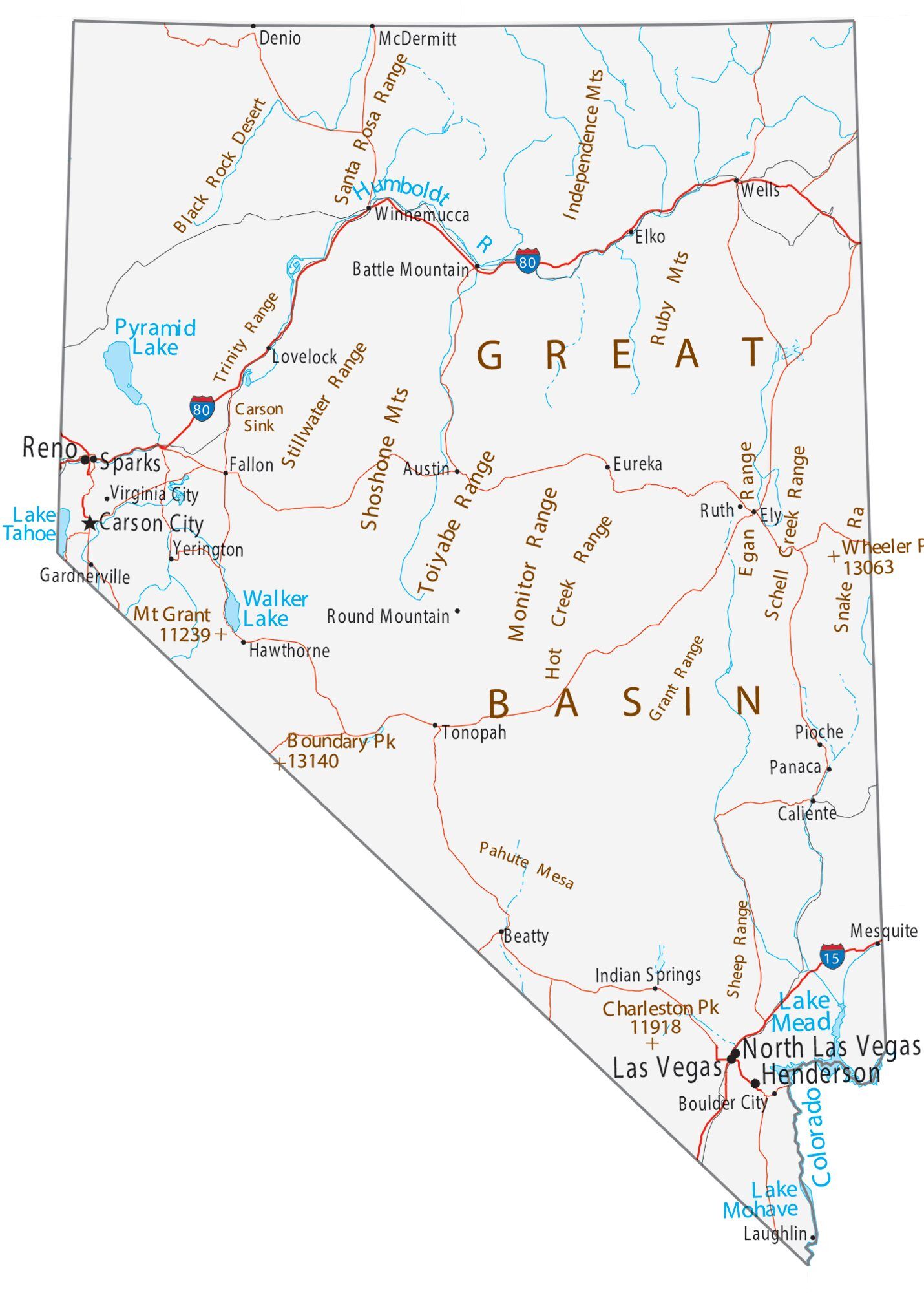 Mapas de Nevada Estados Unidos