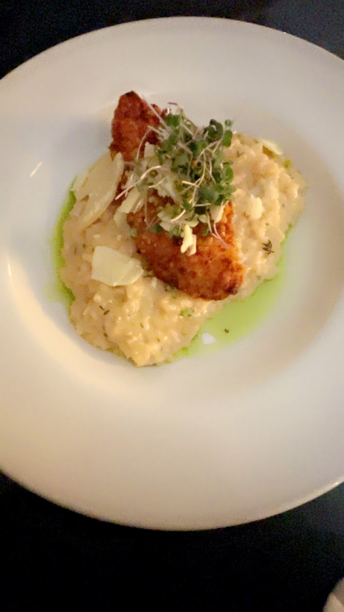 Risotto with a chicken cutlet