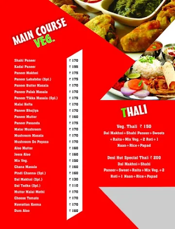 Desi Hut menu 