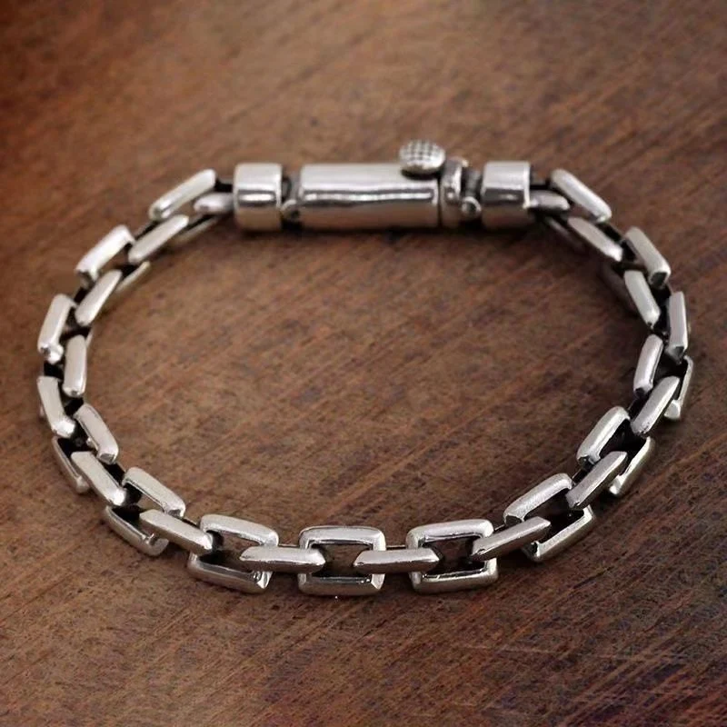 Title 4, S925 puur zilveren schroefarmband met retro-loo...