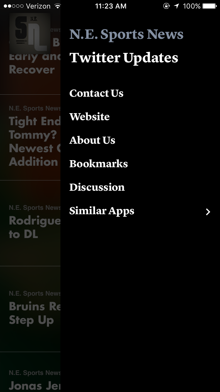 New England Sports News Screen 1
