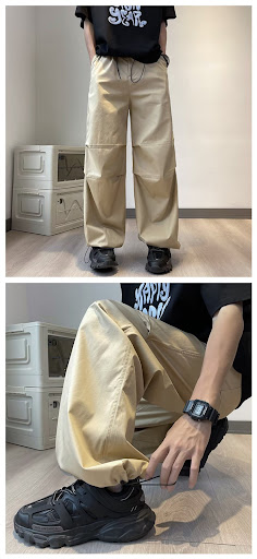 Title 21, Drawstring Pleated Loose Casual Pants, Straight...