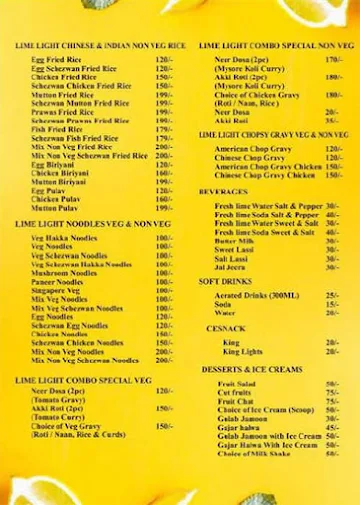 Limelight Multi Cuisine Family Restaurant menu 