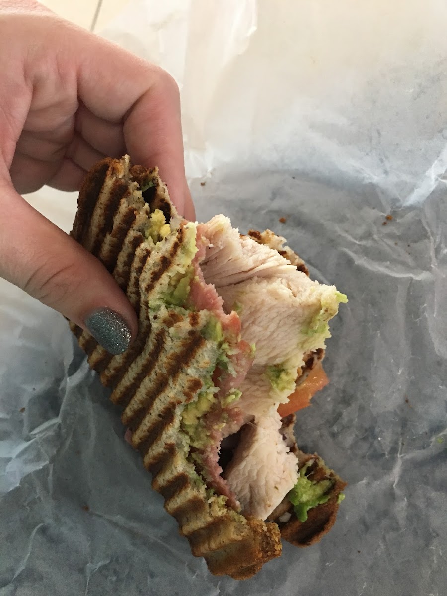 Turkey bacon avocado panini