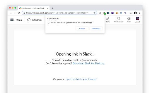 Force Slack in Browser