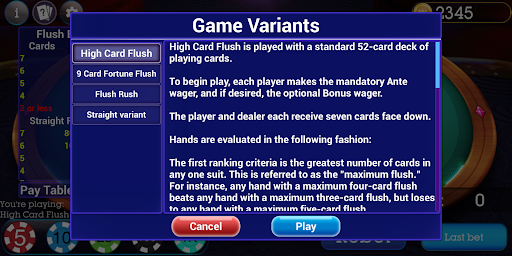 Screenshot High Card Flush Poker