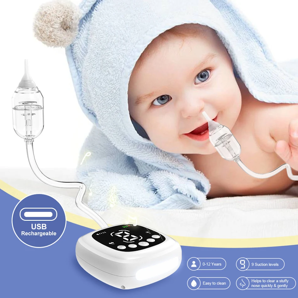 Električni Aspirator za Nos za Bebe Čistač Nosne Šupljine Nežan i Efikasan za Olakšanje Zagušenja Lako se Koristi za Slobodno Disanje