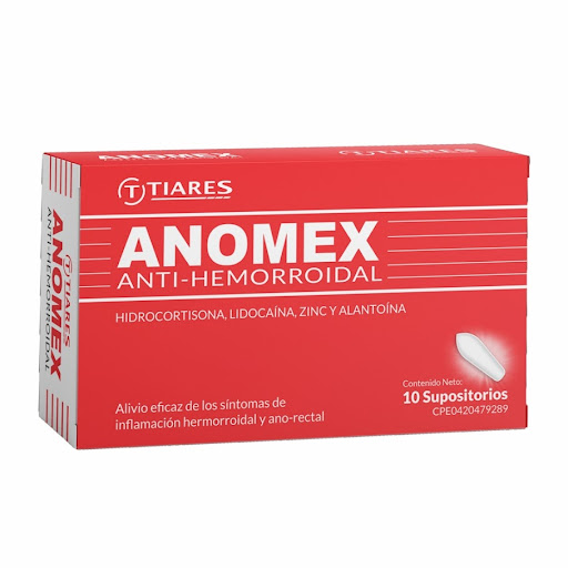 Anomex Hidrocortisona + Lidocaina + Zinc + Alantoina Tiares x 10 Supositorios     