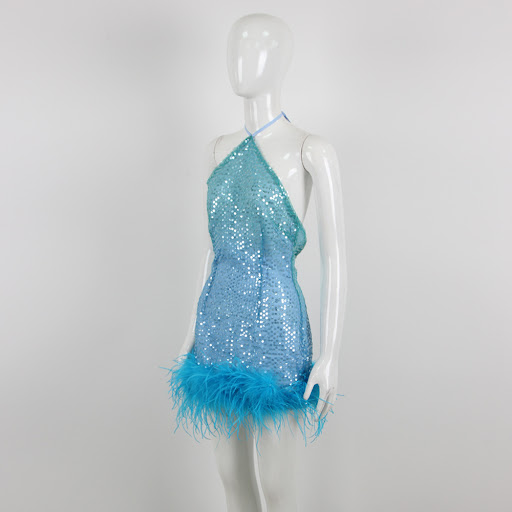 Title 15, Womens French sequined suspender feather dress...