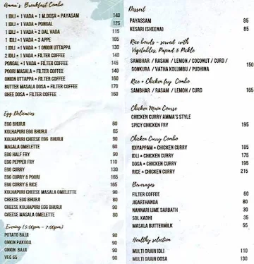 Amma Foods menu 