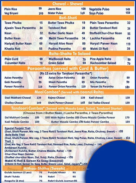 Punjabi Nukkad Pure Veg menu 